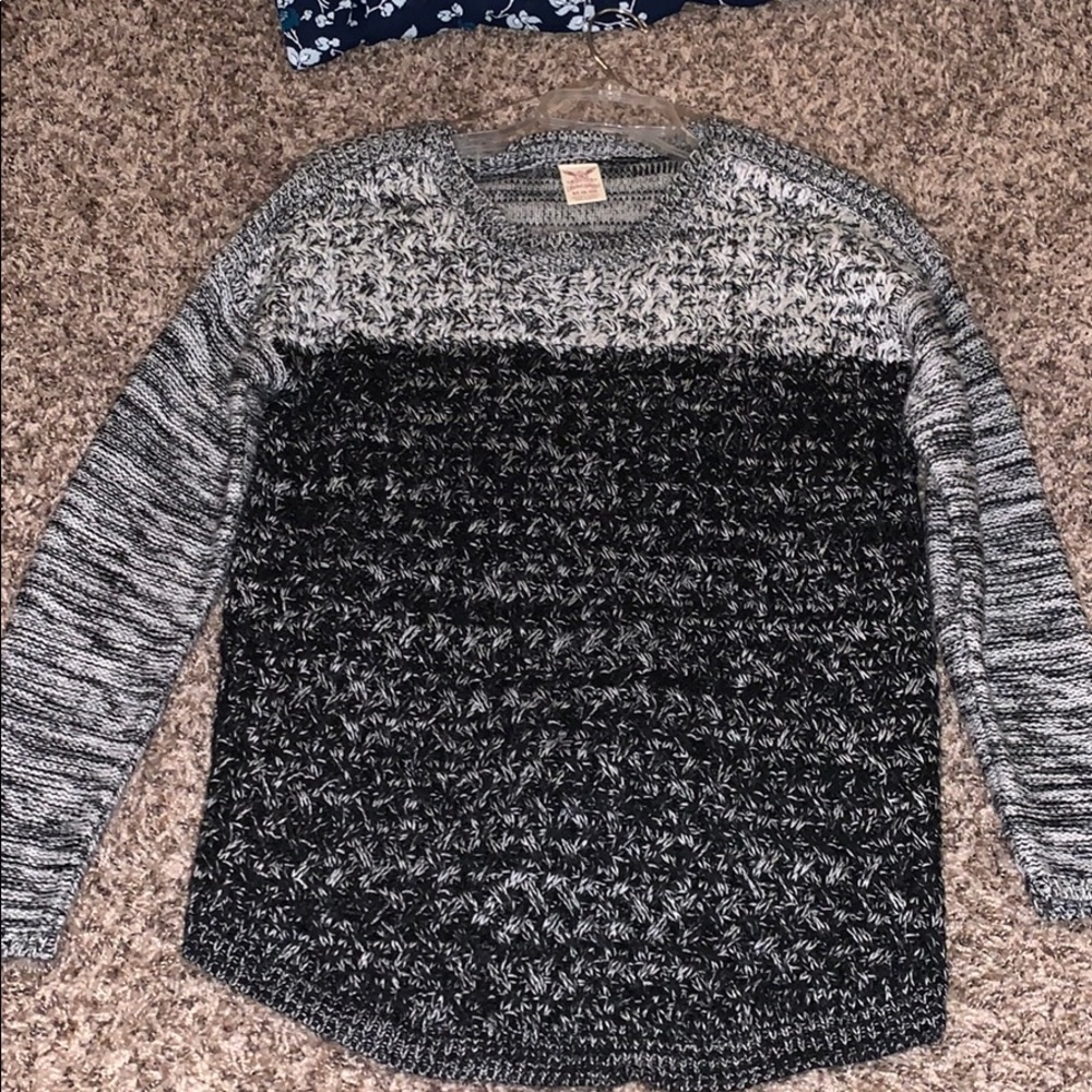 Black and white crewneck sweater
